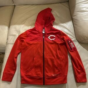 Boy Cincinnati Reds Hoodie Red Zip-Up, Size M 10/12